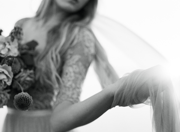 Ethereal portraits on film, illford 1600, destination weddings, fine art film, blush pink berry bridal bouquet, fine art film photographer, california coast | Heather Payne Photography