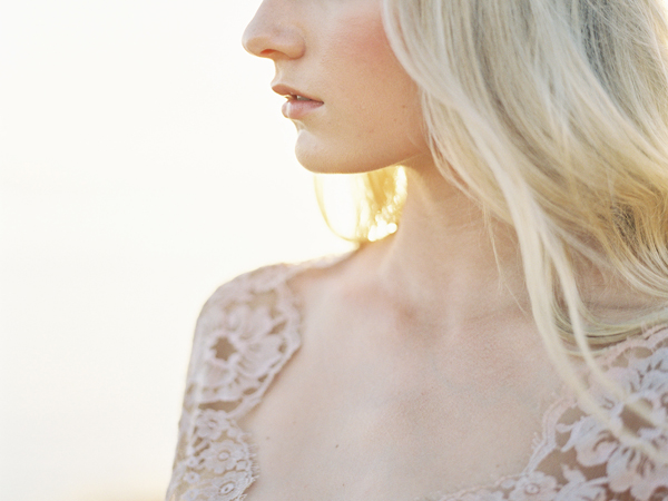 dewy makeup, ethereal bride, california coast, blush gown | Heather Payne Photography