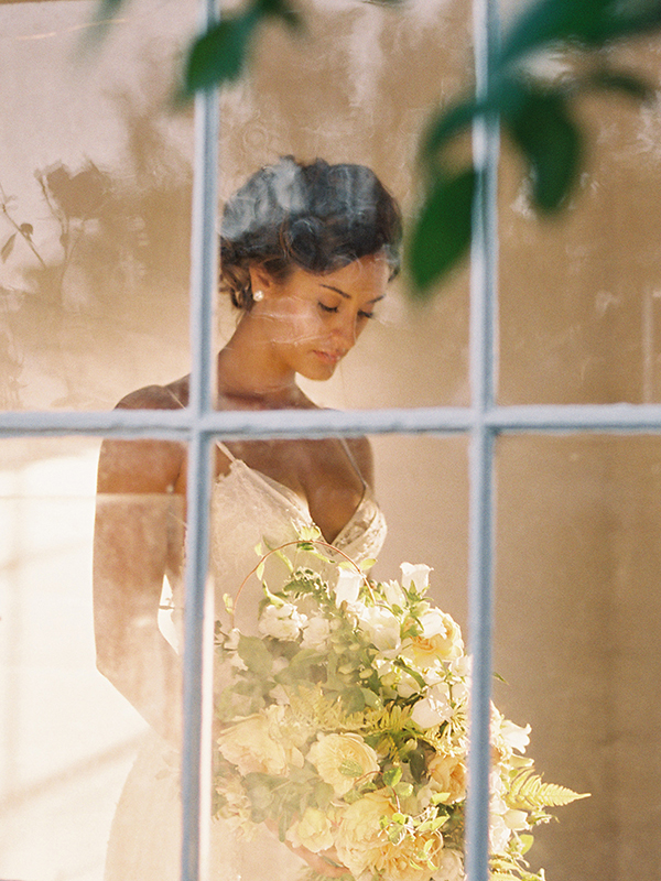 bride waiting, bride in window, garden intimate wedding | Heather Payne Photography