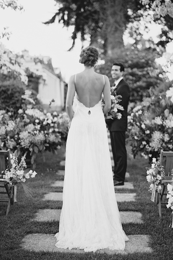 bride meeting groom, inbal dror gown, intimate wedding | Heather Payne Photography