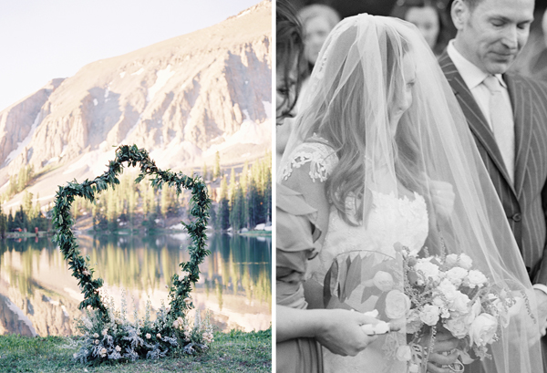flower crest at altar, philosophy flowers, telluride colorado, destination mountain wedding