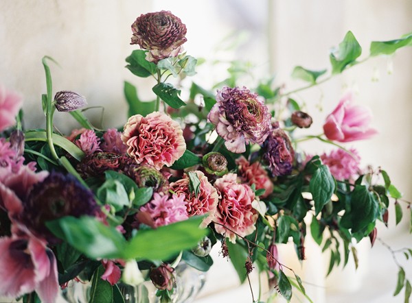 romantic flowers, romantic, purple, pink, flower arrangement, heather payne photography, carnations, kelly perry, philosophy flowers,