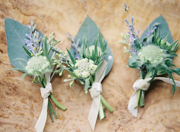 delicate lavender boutonnieres, kelly perry | Heather Payne Photography