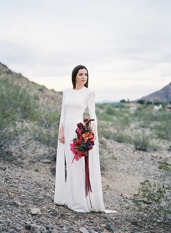 sleek modern bride in alex perry gown | Heather Payne Photography