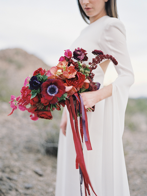 arizona elopement, vibrant red bouquet | Heather Payne Photography