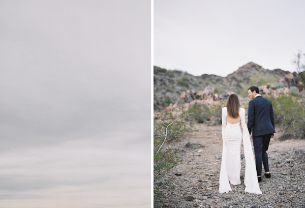 Arizona Desert elopement, long sleeve wedding gown, minimalistic modern | Heather Payne Photography