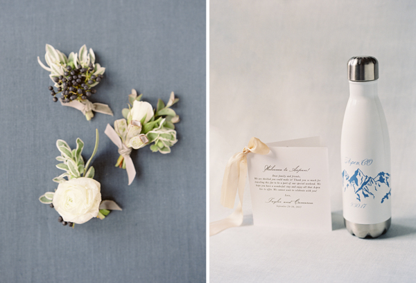 Welcome Gift, Boutonnieres, Aspen Colorado Wedding | Heather Payne Photography