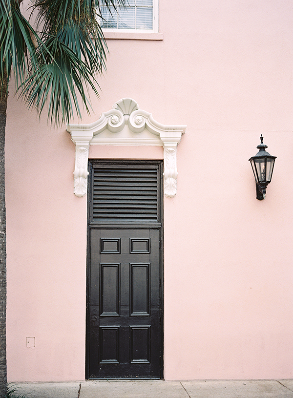 Pink Door With Palm, Charleston South Carolina | Heather Payne Photography
