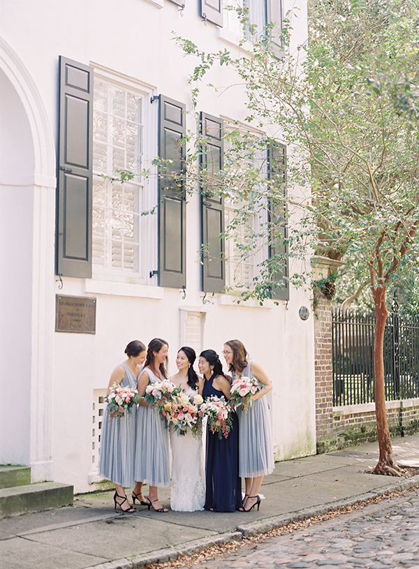 Charleston Cobblestone Wedding, Bridesmaids, Film Photographer | Heather Payne Photography