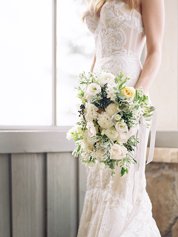 Bare Root Flora, Aspen Colorado Wedding, Inbal Dror Gown | Heather Payne Photography
