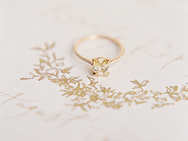 susie saltzman, gold, engagement ring, gold foil paper | Heather Payne Photography