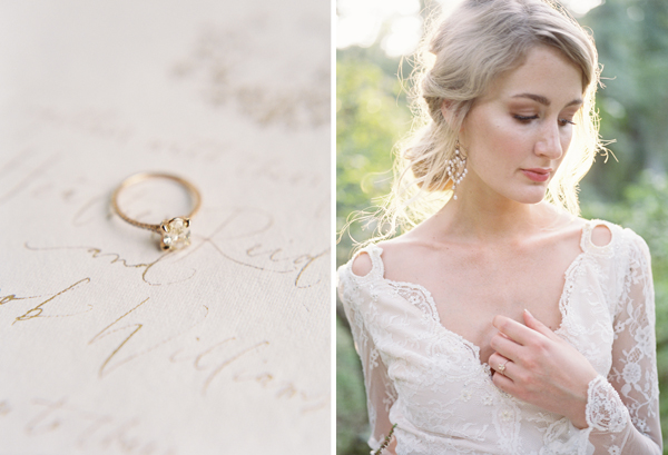 gold wedding ring, romantic bride in charleston | Heather Payne Photography
