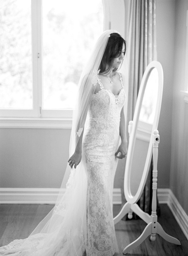 Bride Getting Ready in Mirror, Fine Art Film Photographer, Destination Weddings, Santa Barbara California Wedding  | Heather Payne Photography 
