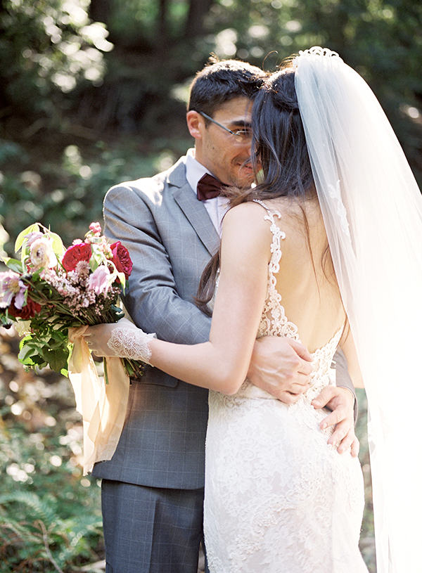 Romantic Wedding in San Francisco, California Redwoods, Fine Art Film, Lace Gown  | Heather Payne Photography 