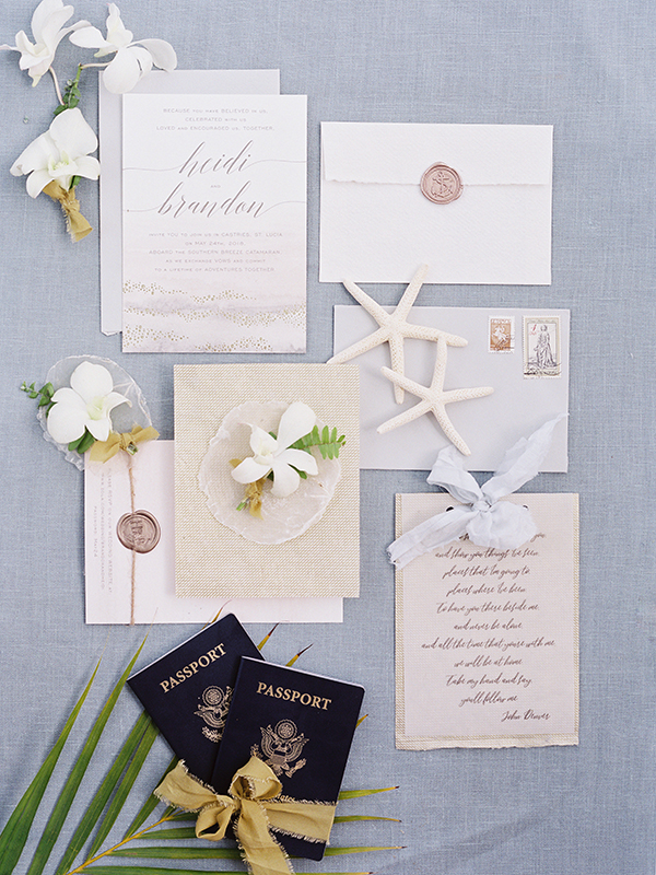 Invitations suite, St lucia wedding, Tropical details, fine art | Heather Payne Photography