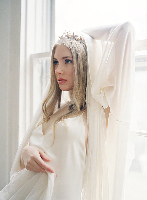 bridal fashion photographer, alexandra grecco cape, erica elizabeth headpiece | Heather Payne Photography