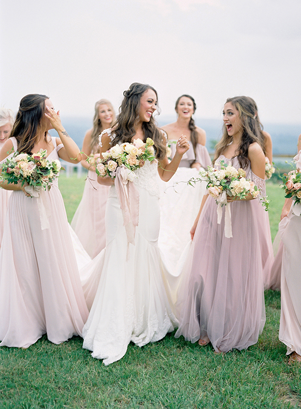 Bride and Bridesmaids, Purple Gowns, Zimmerman Events, Arkansas Wedding, Fine Art Film Photographer  | Heather Payne Photography