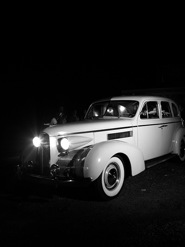 White Vintage Getaway Car, Wedding in Arkansas, Fine art Film photographer  | Heather Payne Photography