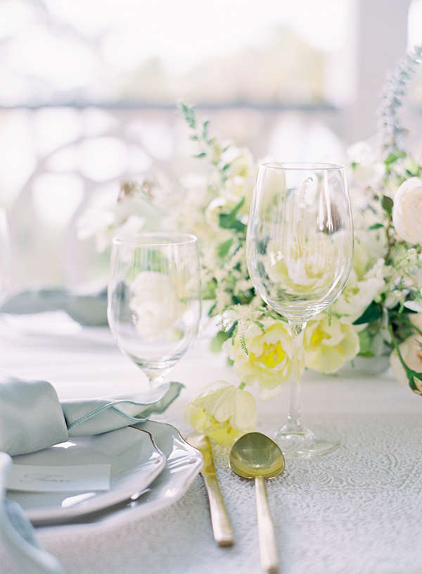 Wedding Table Details, Montage Palmetto Bluff Wedding, Classic White and Yellow, Film Photographer  | Heather Payne Photography