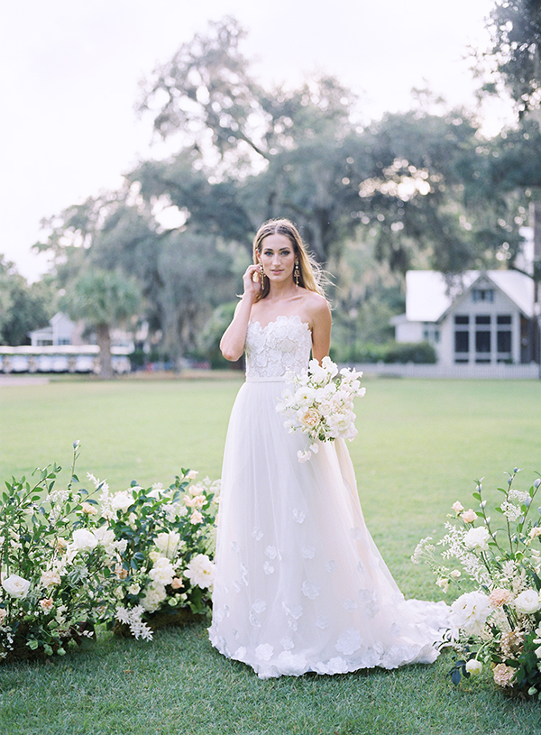 Montage Palmetto Bluff Wedding, Romantic Bride, Ceremony Flowers, Charleston Film Photographer  | Heather Payne Photography