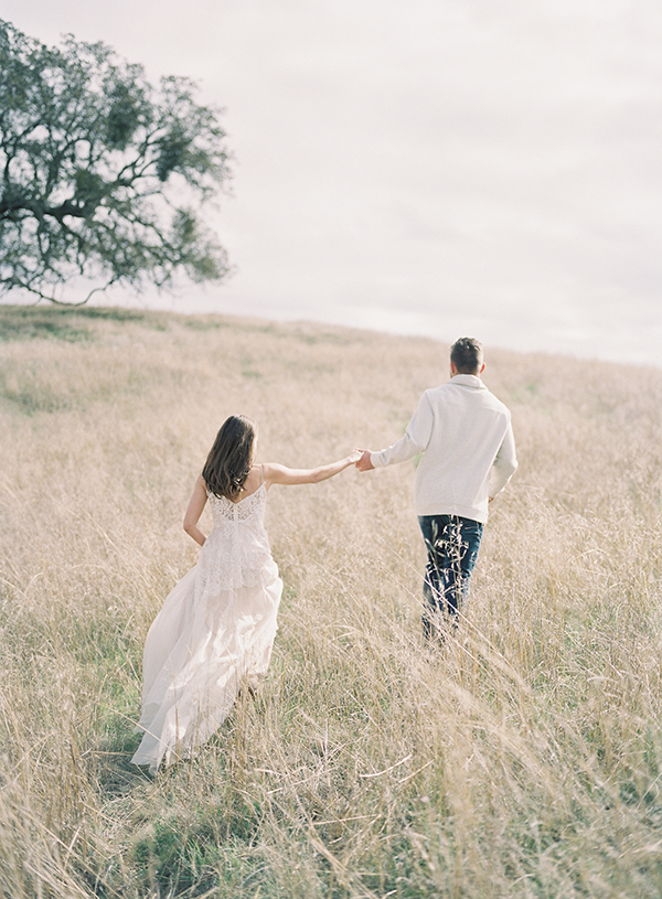 Running through fields, California wedding Photographer, Santa Ynez, Figueroa Mountain | Heather Payne Photography