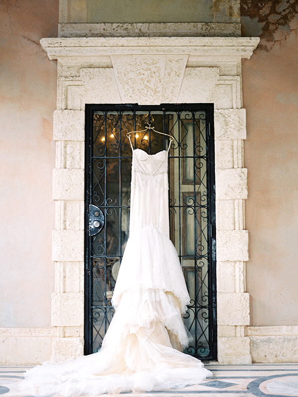 Inbal Dror Wedding Gown, Romantic Bride, Luxury, Vizcaya Museum Miami Wedding  | Heather Payne Photography